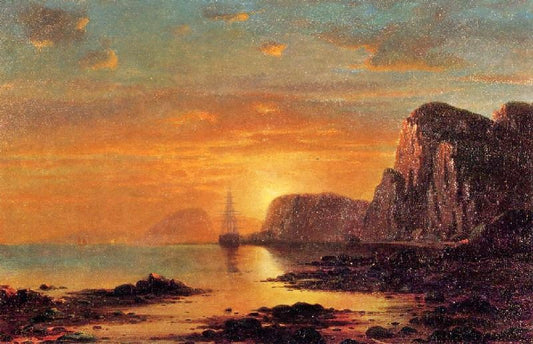 Seascape: Cliffs At Sunset by William Bradford