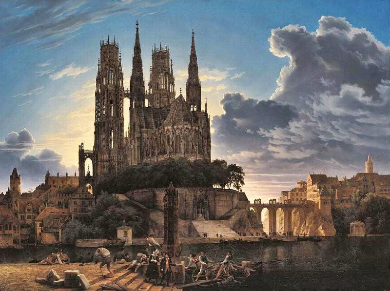 Medieval Town By Water by Karl Friedrich Schinkel