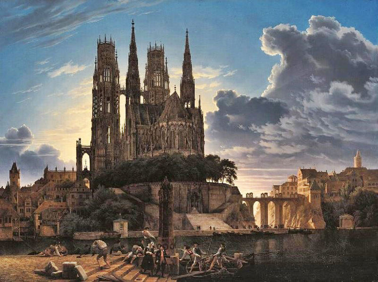 Medieval Town By Water by Karl Friedrich Schinkel