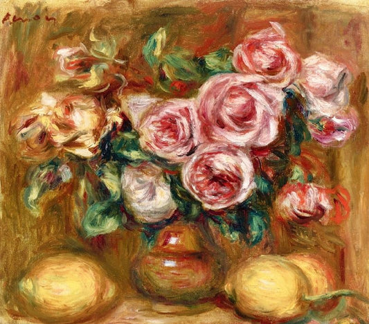 Still Life: Bouquet Of Roses With Lemons by Pierre Auguste Renoir