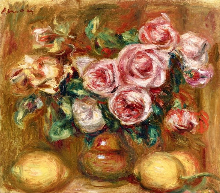 Still Life: Bouquet Of Roses With Lemons by Pierre Auguste Renoir