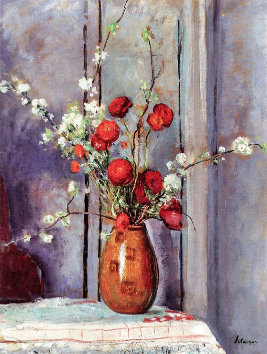 Vase Of Flowers, Poppies And Apple Blossoms by Henri Lebasque
