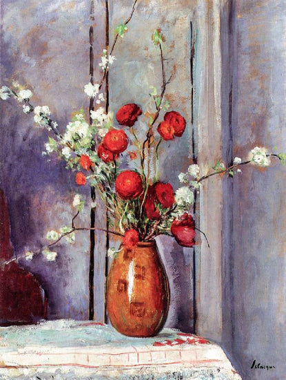 Vase Of Flowers, Poppies And Apple Blossoms by Henri Lebasque