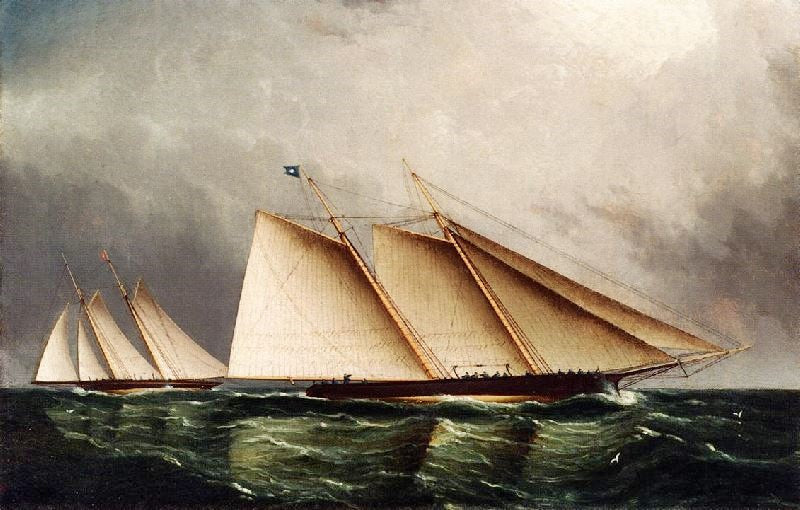 Yacht ’Dauntless’ Racing Toward Victory by James E. Buttersworth