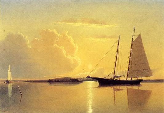 Schooner In Fairhaven Harbor, Sunrise by William Bradford