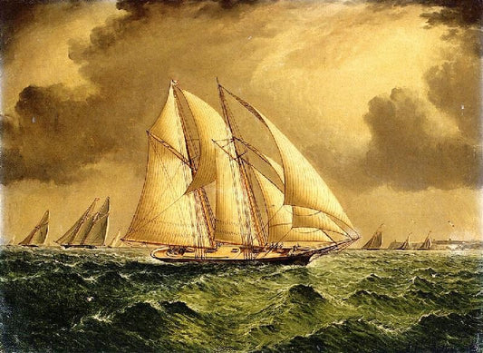Schooners Racing Off Sandy Hook by James E. Buttersworth