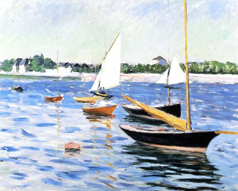 Sailing Boats On The Seine At Argenteuil by Gustave Caillebotte