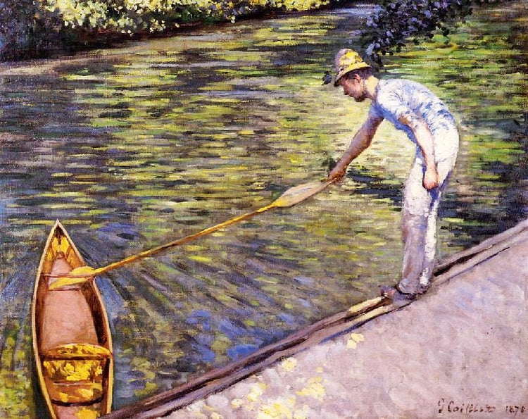Boater Pulling On His Perissoire by Gustave Caillebotte
