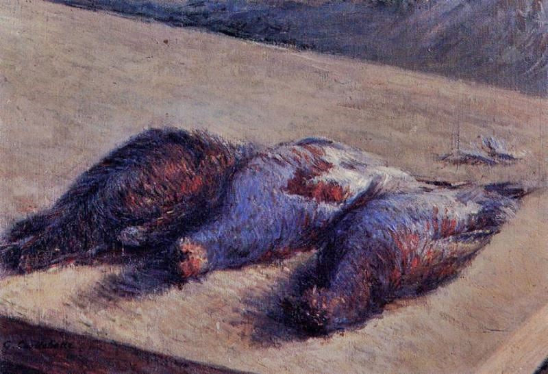 Three Partridges On A Table by Gustave Caillebotte