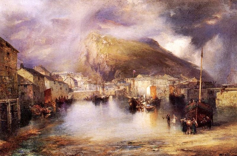 An English Fishing Village, Polperro, Cornwall by Thomas Moran