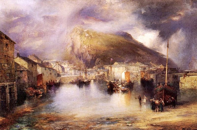 An English Fishing Village, Polperro, Cornwall by Thomas Moran