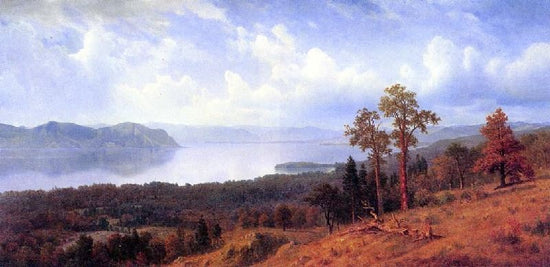 View Of The Hudson Looking Across The Tappan Zee Towards Hook Mountain by Albert Bierstadt