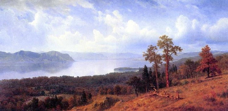 View Of The Hudson Looking Across The Tappan Zee Towards Hook Mountain by Albert Bierstadt