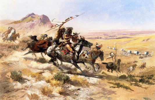 Attack On A Wagon Train by Charles Marion Russell