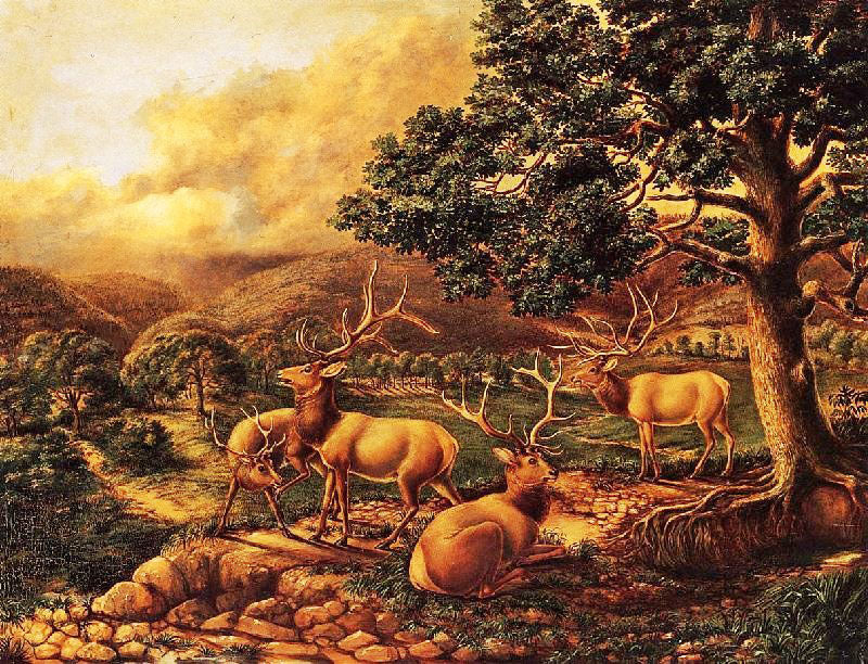 Four Elk by Titian Ramsey Peale II