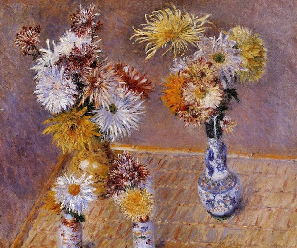 Four Vases Of Chrysanthemums by Gustave Caillebotte