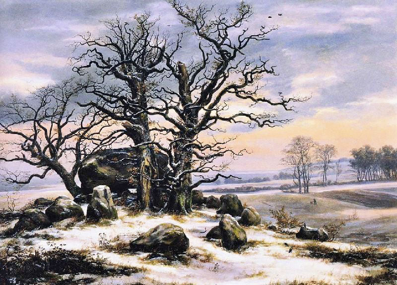 MEGALITH GRAVE NEAR VORDINGBORG IN WINTER