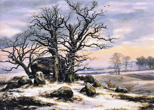 Megalith Grave Near Vordingborg In Winter by Johan Christian (J.C.C.) Dahl