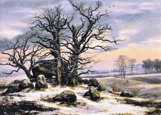 Megalith Grave Near Vordingborg In Winter by Johan Christian (J.C.C.) Dahl