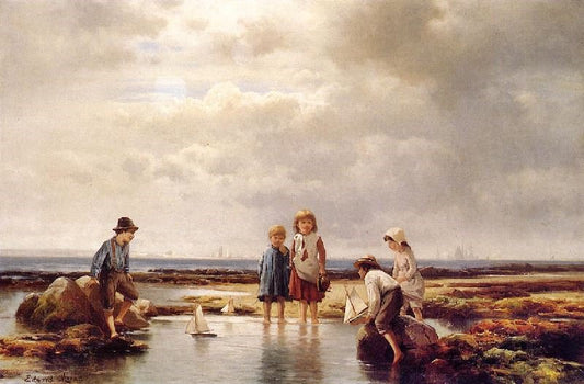 Little Sailors, Rockaway Beach by Edward Moran