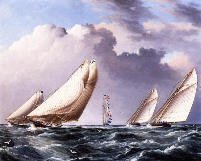 Yachts Rounding The Mark by James E. Buttersworth