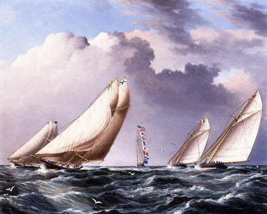 Yachts Rounding The Mark by James E. Buttersworth