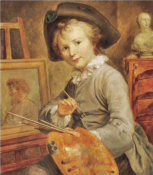 Portrait Of A Young Boy As An Artist by François-Hubert Drouais