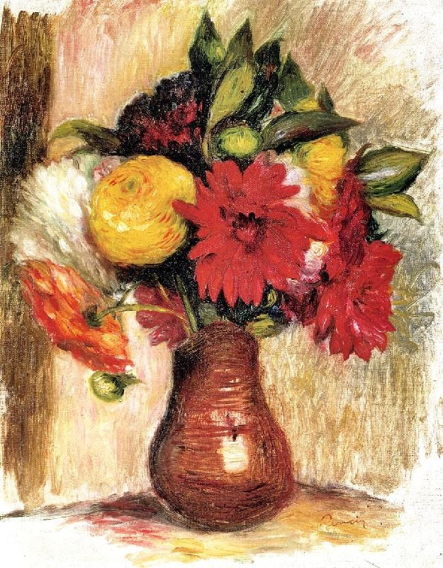 Bouquet Of Flowers In An Earthenware Pitcher by Pierre Auguste Renoir