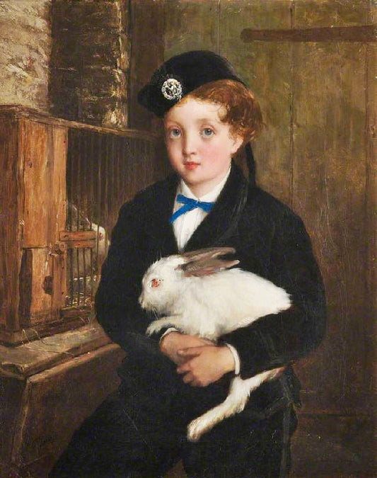 Girl Holding A Rabbit by William Oliver