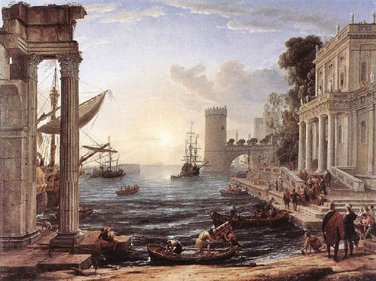 Seaport With The Embarkation Of The Queen Of Sheba by Claude Lorrain (Gellée)