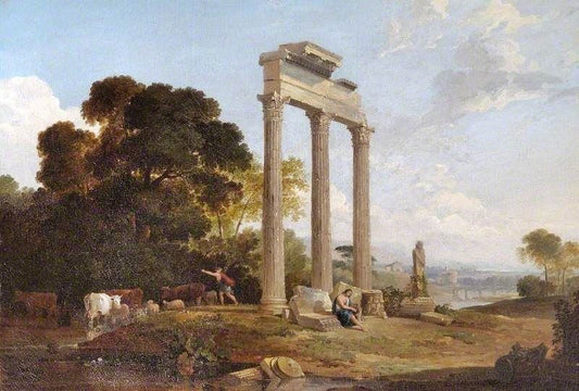 Columns In An Italianate Landscape by Claude Lorrain (Gellée)