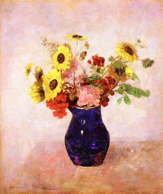 BOUQUET IN A LITTLE BLUE VASE