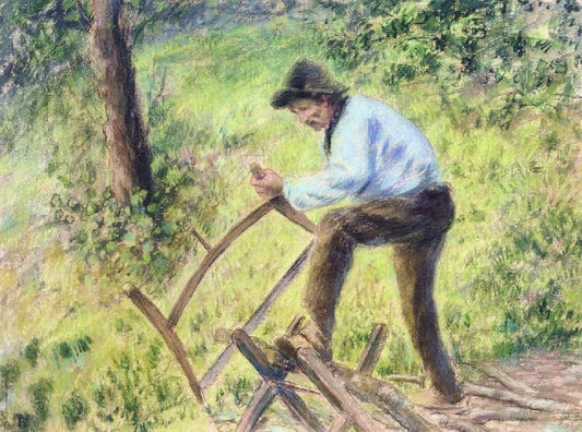 Pere Melon Sawing Wood by Camille Pissarro