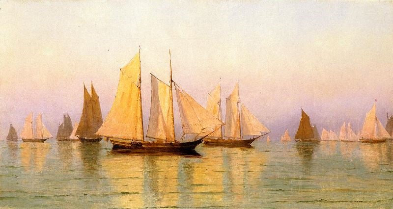 SLOOPS AND SCHOONERS AT EVENING CALM