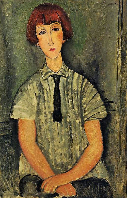 Young Girl In A Striped Blouse by Amedeo Modigliani