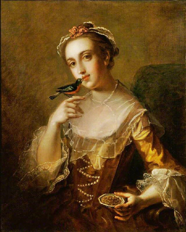 Young Woman With A Bird by Philipe Mercier