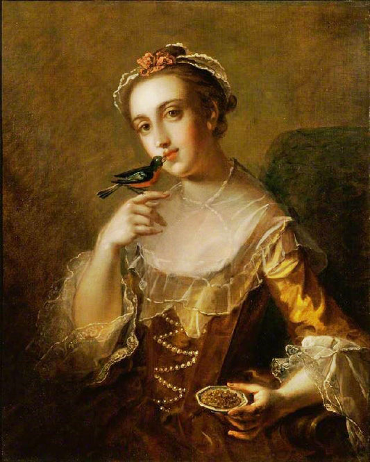 Young Woman With A Bird by Philipe Mercier