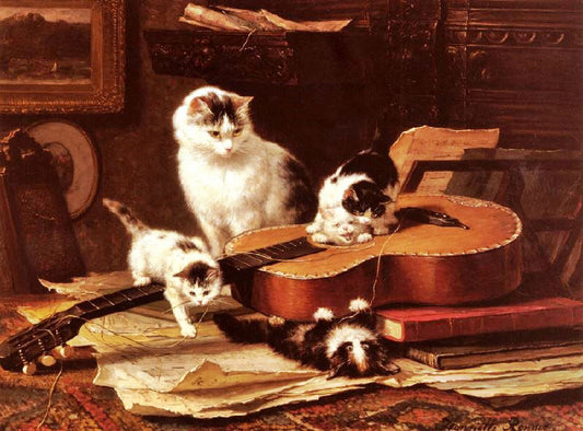Playing With The Guitar by Henriette Ronner-Knip