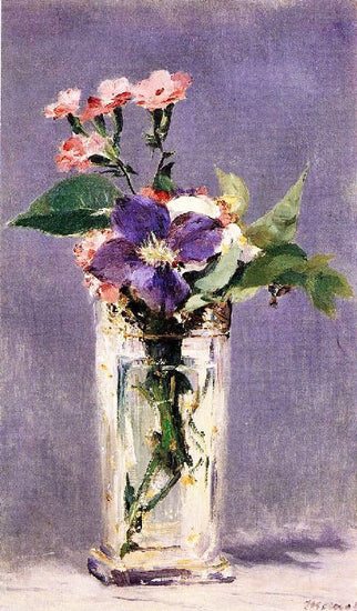 Pinks And Clematis In A Crystal Vase by Édouard Manet