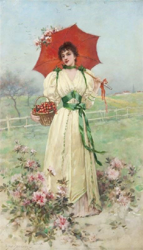 Girl With Red Umbrella by Emile Eisman-Semenowsk