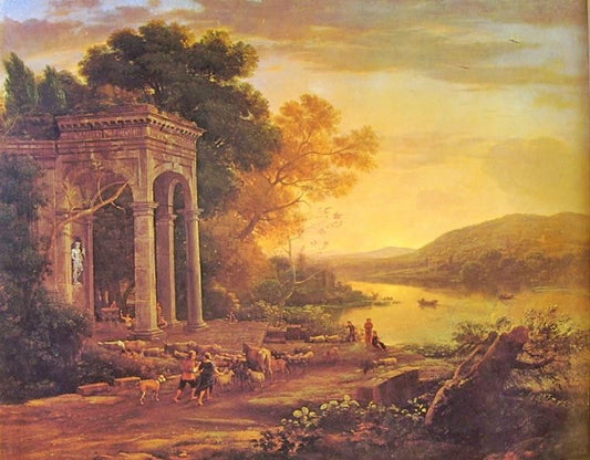 Landscape With A Temple Of Bacchus by Claude Lorrain (Gellée)