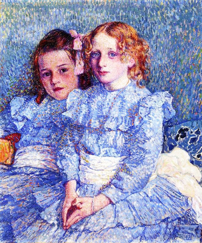 Portrait Of Helene And Michette Guinotte by Theo van Rysselberghe