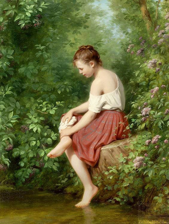 Young Girl By The Lake by Fritz Zuber-Buhler