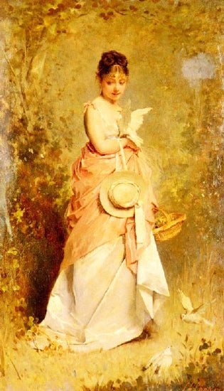Girl With Doves by Charles Chaplin