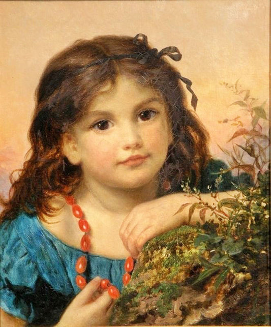 Portrait Of A Girl With A Rosehip Necklace by Sophie Anderson