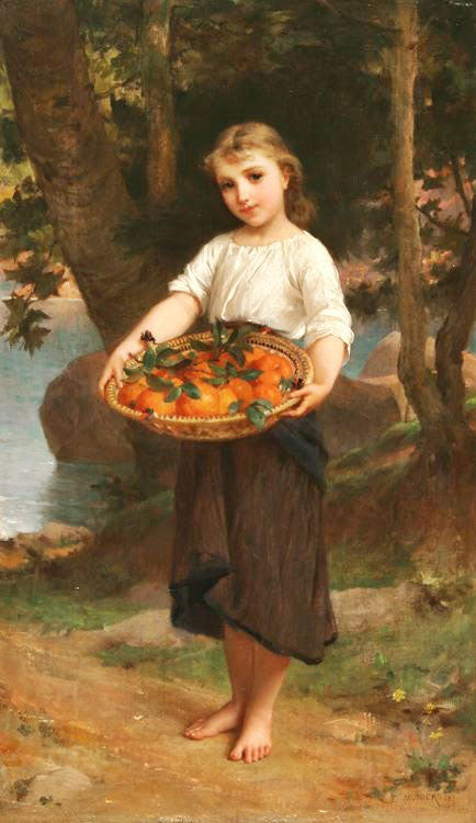 Girl With Basket Of Oranges by Emile Munier