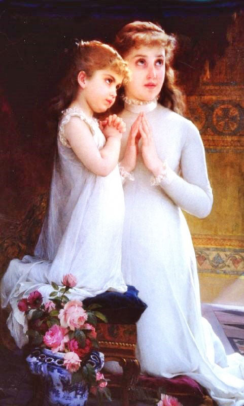 Two Girls Praying by Emile Munier