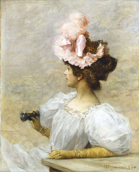 Woman With Opera Glasses by Frederik Henrdik Kaemmerer