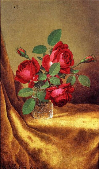 Red Roses In A Crystal Goblet by Martin Johnson Heade