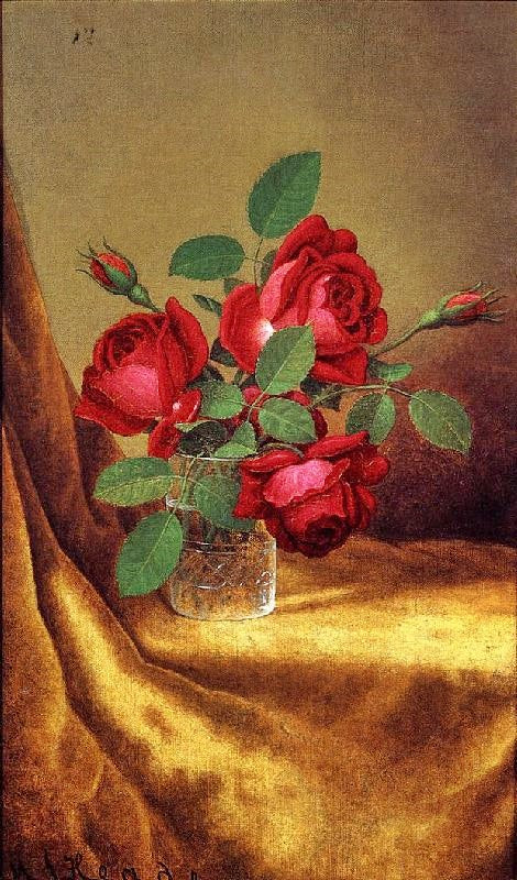 Red Roses In A Crystal Goblet by Martin Johnson Heade